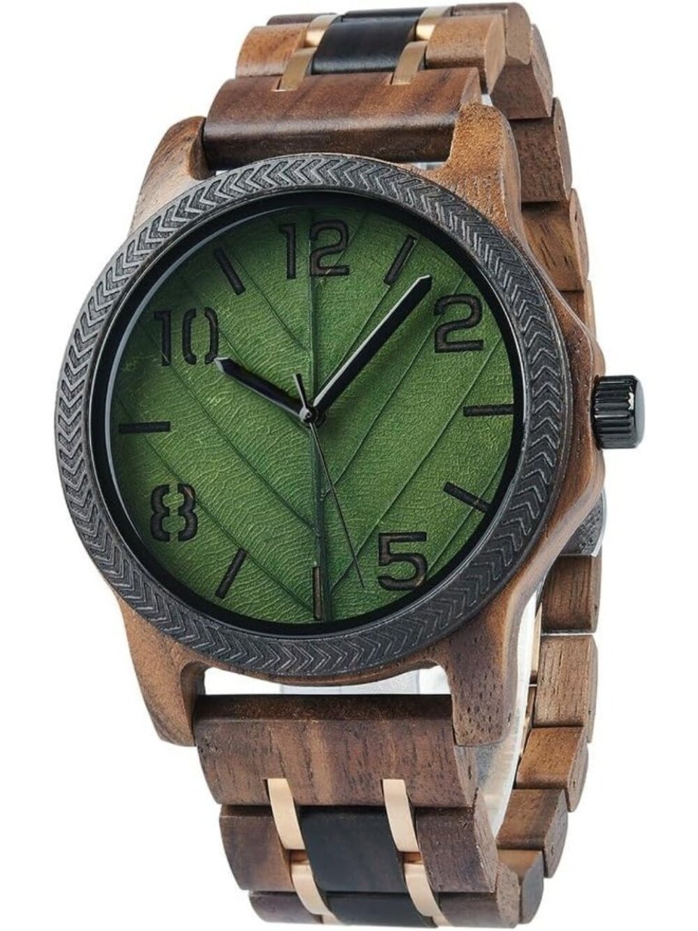 Natural Wooden Men's Watch - Minimalist Japanese Quartz, Unique Leaf Vein Dial